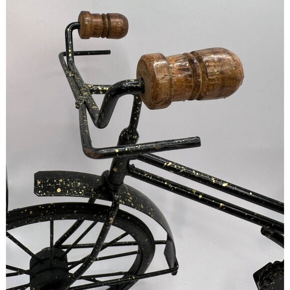 Vtg Metal & Wood Bicycle Home Decor, Wheels & Chain Turn - Picture 5 of 13
